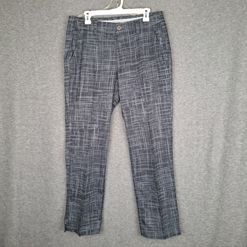 Under Armour Match Play Men's Printed Golf Pants 34x32 (Fits 34x31) Black & Gray